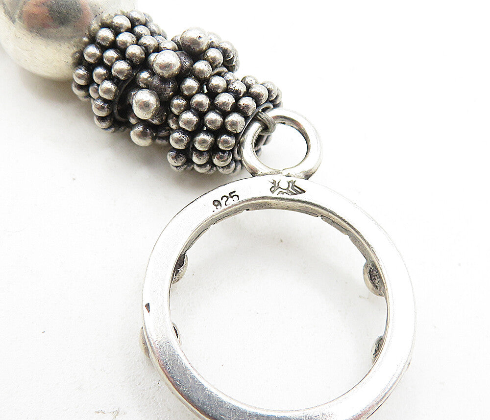 DESIGNER 925 Silver  Vintage Garnet Beaded Cluster Chain Bracelet  BT1644