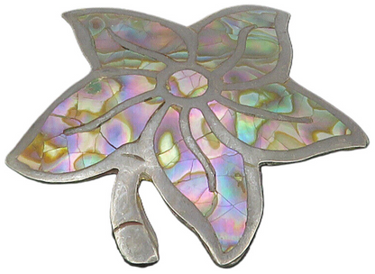 MEXICO 925 Sterling Silver  Vintage Abalone Shell Flower Brooch Pin  BP4678