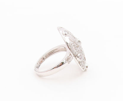 925 Sterling Silver Vintage Ring CZ Openwork Floral Blossom Band  Sz 7  RG36241