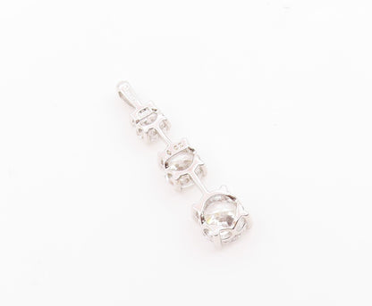 925 Sterling Silver  Vintage Shiny Graduating Cubic Zirconia Pendant  PT17400