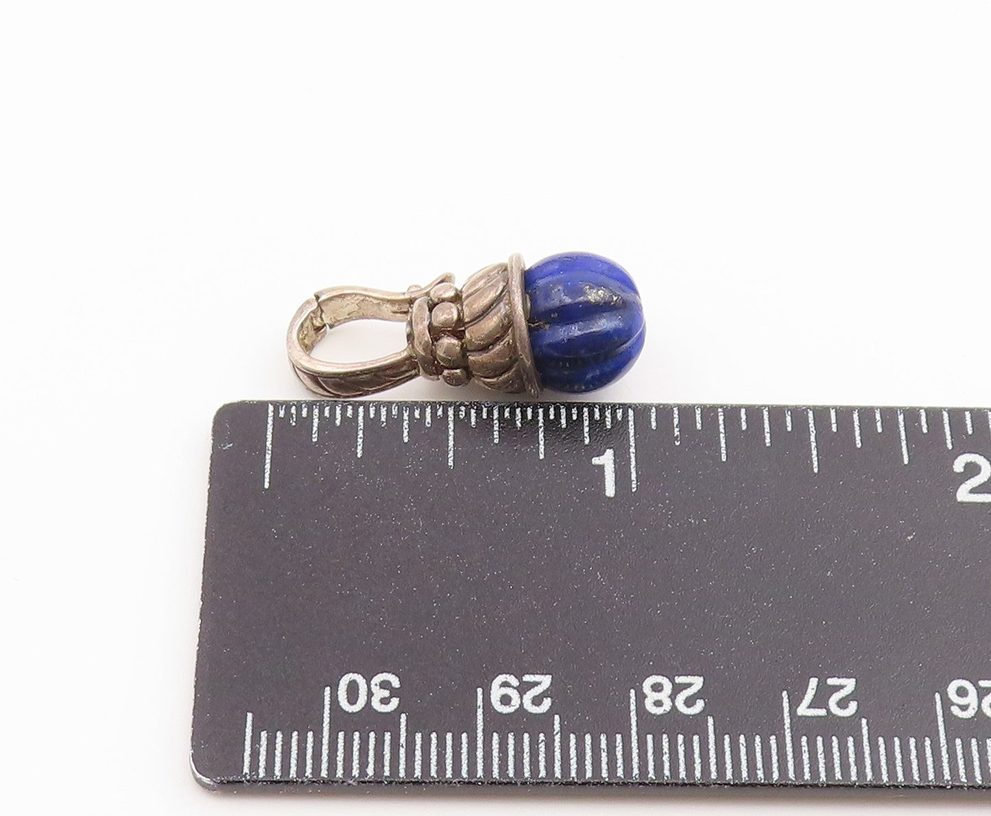 925 Sterling Silver Vintage Pendant JUDITH RIPKA Fluted Lapis Lazuli  PT26545