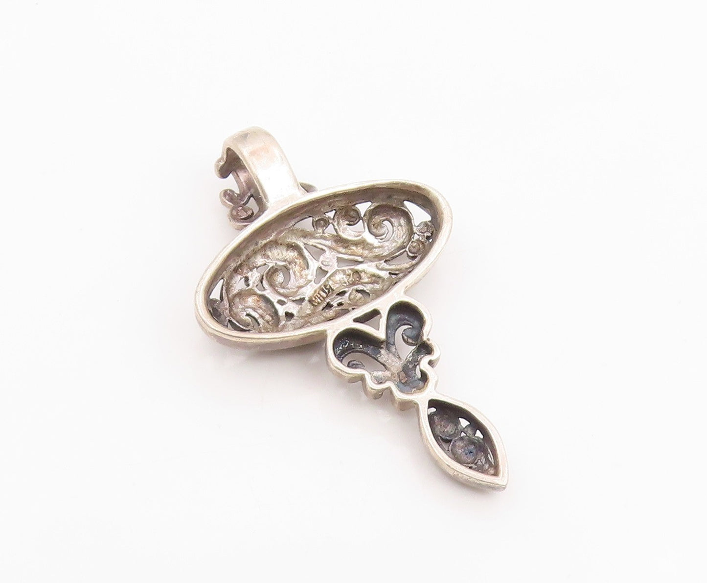 925 Sterling Silver Vintage Pendant Intricate Solid Scrollwork Locket  PT25964
