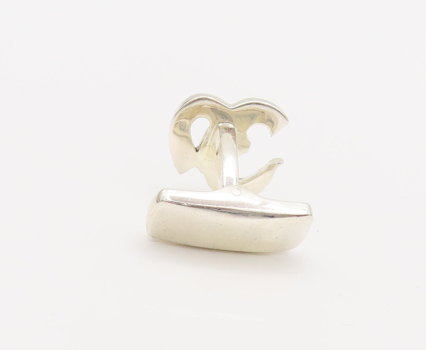 925 Sterling Silver  Vintage Minimalist Carved OM Solid Cuff Links   TR3638