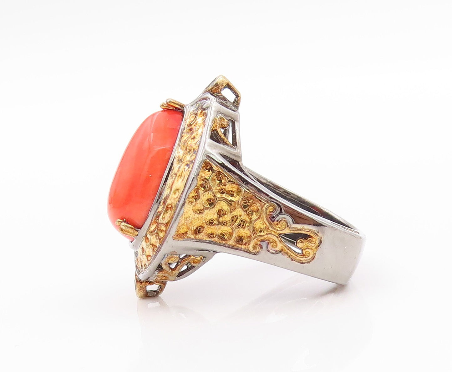 925 Sterling Silver Vintage Ring MICHAEL VALITUTTI Orange Gemstone  Sz 8 RG32470