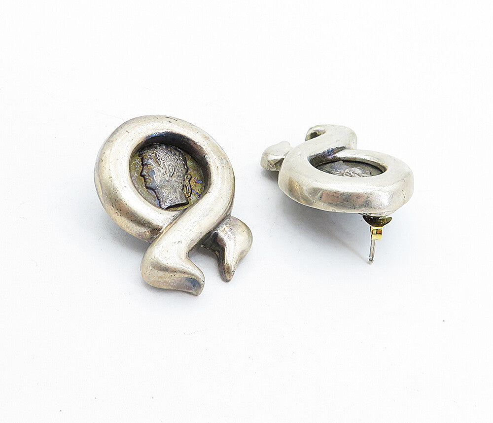 925 Sterling Silver  Vintage Antique Woman's Profile Drop Earrings  EG2610