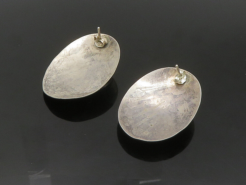 SOUTHWESTERN 925 Silver Vintage Cabochon Black Onyx Drop Earrings EG11549