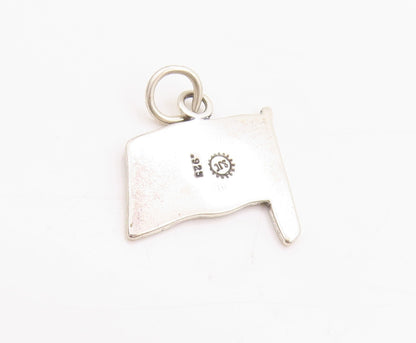 925 Sterling Silver Vintage Pendant Antique Cutout USA Flag Charm  PT24539
