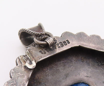 925 Sterling Silver Vintage Pendant EREZ ISRAEL Classic Blue Topaz Charm PT26238