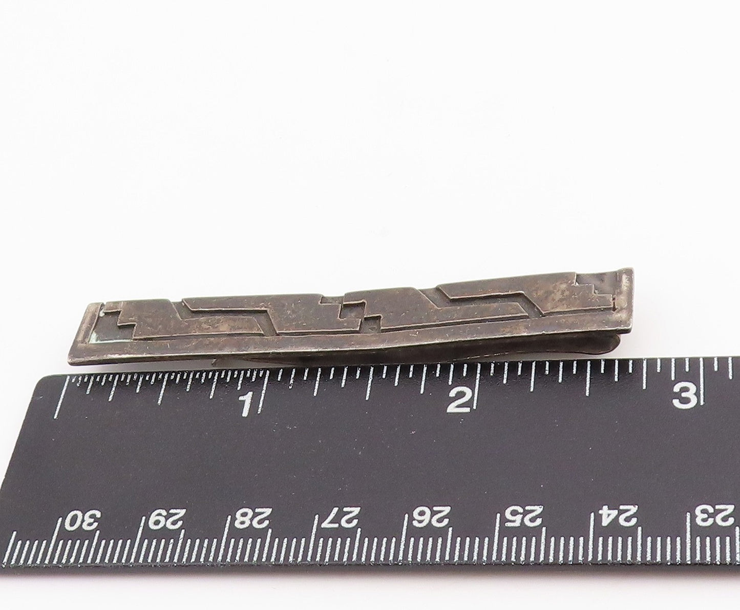 925 Sterling Silver Vintage Tie Clip BALDERAS TAXCO Geometric Design Bar  TR4064