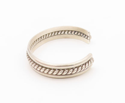925 Sterling Silver Vintage Bracelet NAVAJO Twisted Rope Carved Cuff  BT10818
