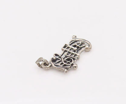 925 Sterling Silver  Vintage Mini Musical Scale Cutout Charm Pendant PT22083