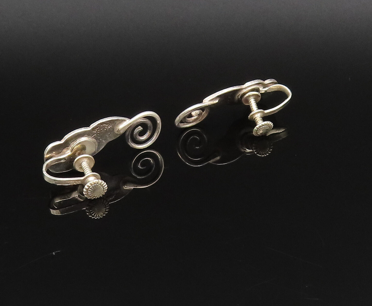 A. MUNOZ MEXICO 925 Silver  Vintage Abalone Spiral Screw Back Earrings EG12029