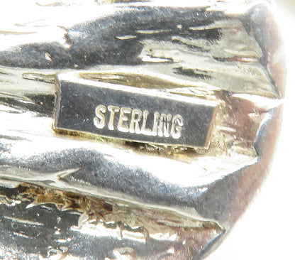 925 Sterling Silver  Vintage Modernist Sculpted Round Drop Earrings  EG8608