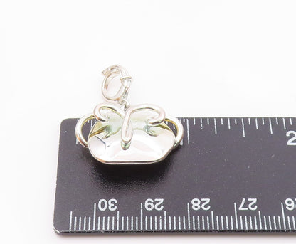 925 Sterling Silver  Vintage Shiny Modernist Swirl Design Pendant  PT7576