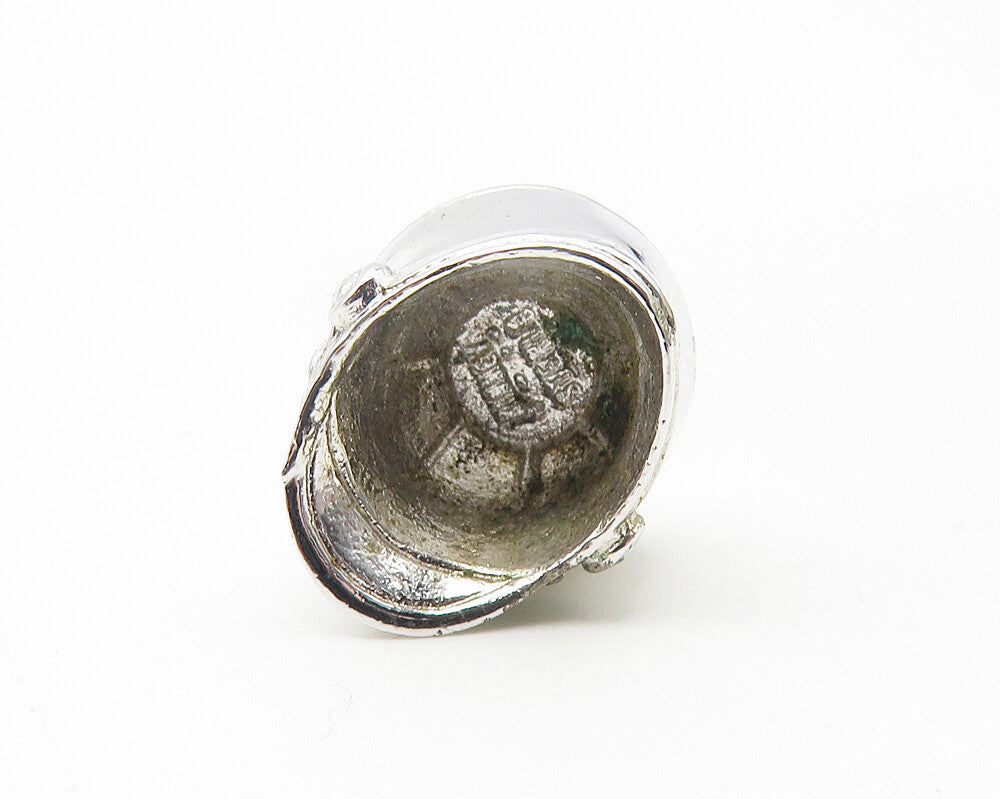 925 Sterling Silver  Vintage Shiny Petite Police Hat Drop Pendant  PT9363