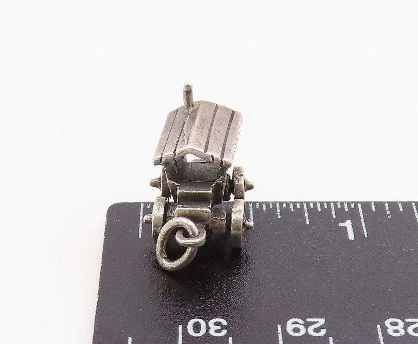 925 Sterling Silver Vintage Pendant Miniature Gypsy Caravan Charm Moves  PT26155