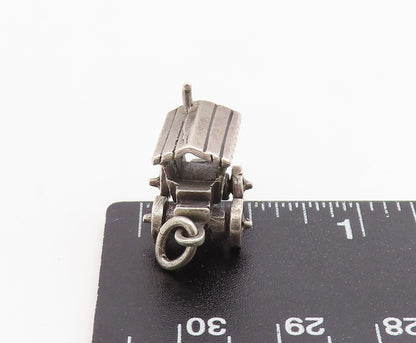 925 Sterling Silver Vintage Pendant Miniature Gypsy Caravan Charm Moves  PT26155