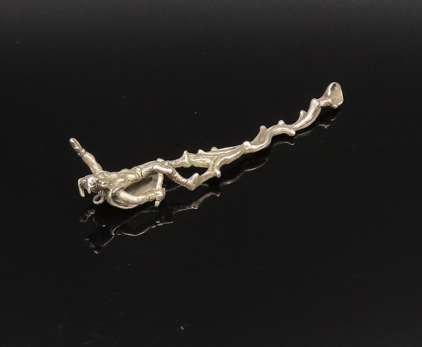 925 Sterling Silver  Vintage Caped Man Rising From Fire Motif Pendant  PT21656