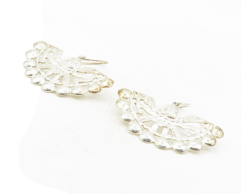 ANDES 925 Sterling Silver  Vintage Traditional Figure Dangle Earrings  EG4692