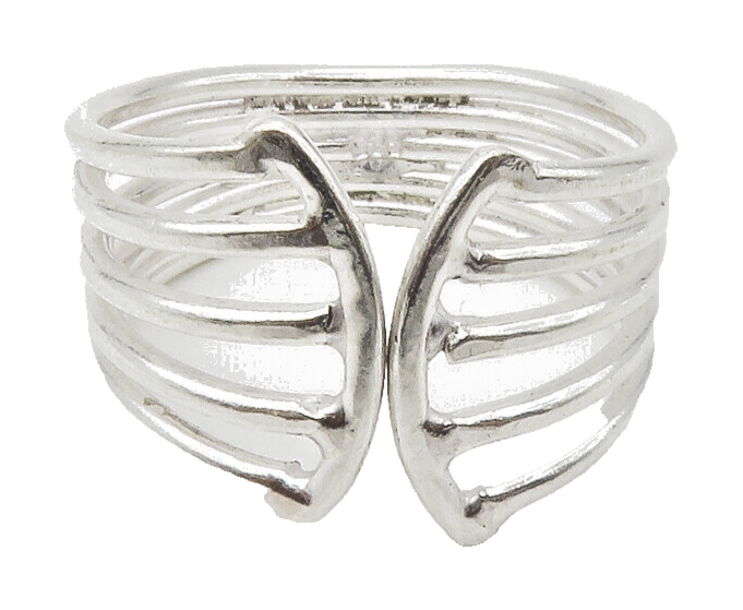 925 Sterling Silver  Shiny Split Design Tapered Band Ring Sz 10  RG14580