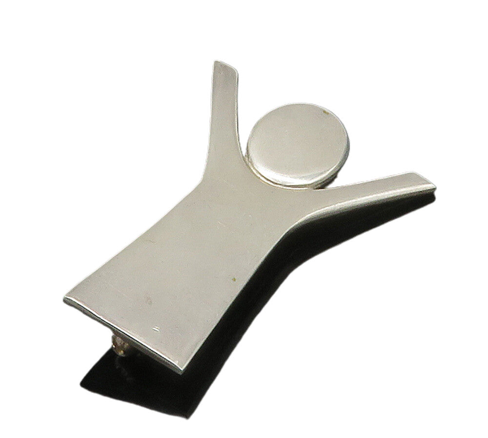 925 Sterling Silver  Vintage Shiny Smooth Person Silhouette Brooch Pin  BP6105