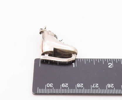 925 Sterling Silver  Vintage Shiny Laced Up Ice Skate Drop Pendant  PT18188