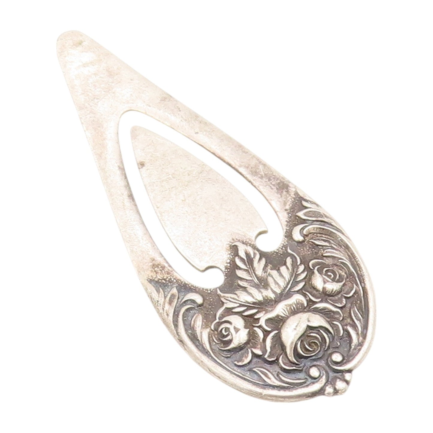 925 Sterling Silver Vintage Bookmark S. KIRK & SON Cutout Floral Carved  TR3862