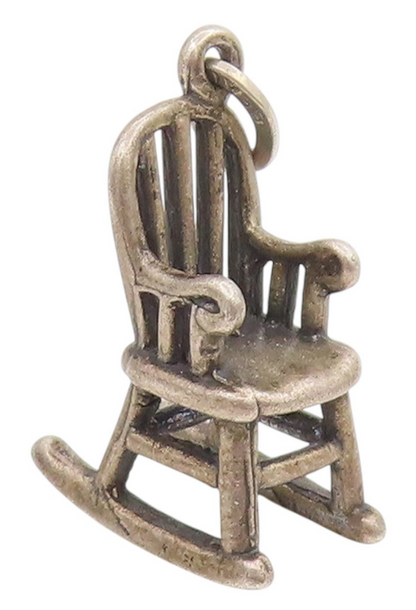 925 Sterling Silver Vintage Pendant 3D Miniature Rocking Chair Charm  PT25752