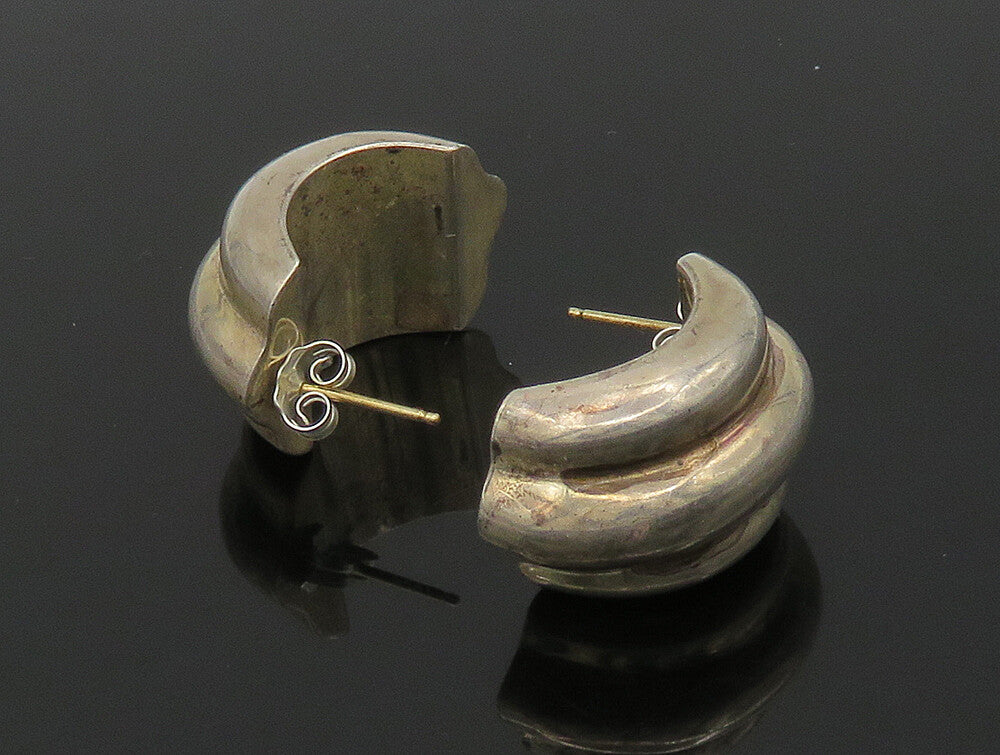 BARRA 925 Silver & 14K GOLD  Vintage Fluted Hollow Dangle Earrings  EG11464