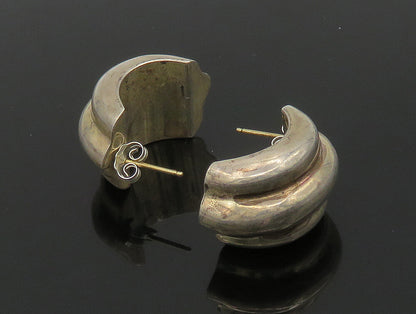 BARRA 925 Silver & 14K GOLD  Vintage Fluted Hollow Dangle Earrings  EG11464