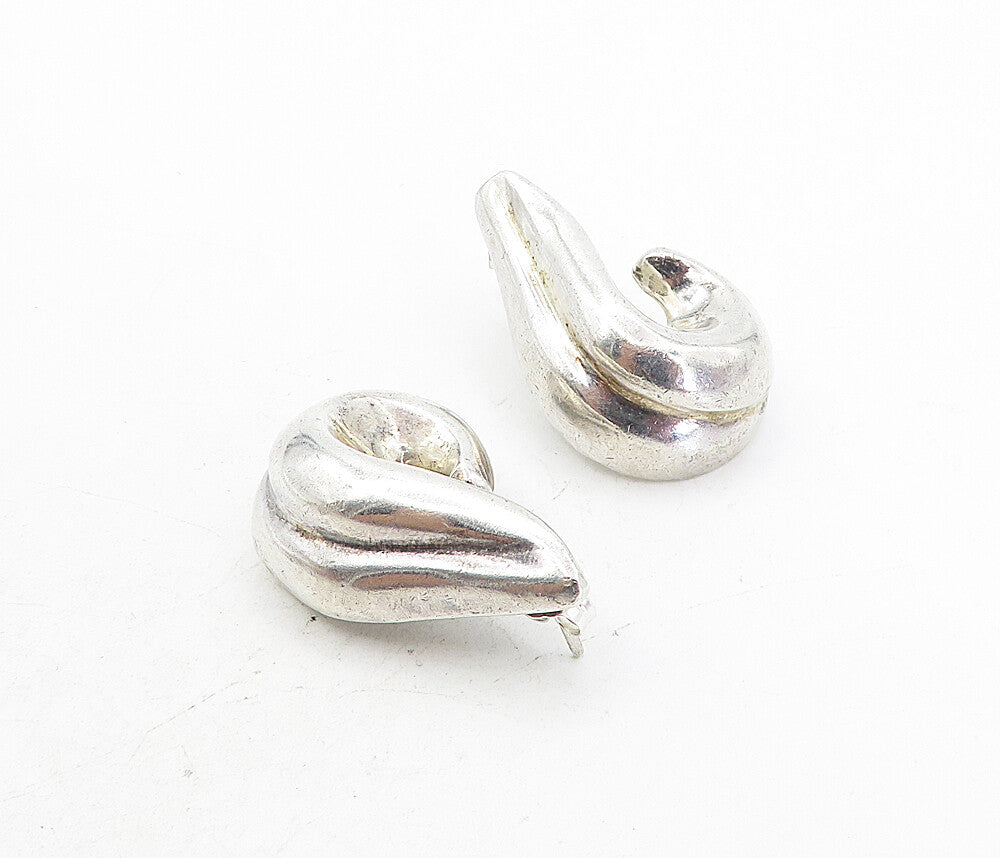 MEXICO 925 Sterling Silver  Vintage Shiny Domed Swirl Drop Earrings  EG4024