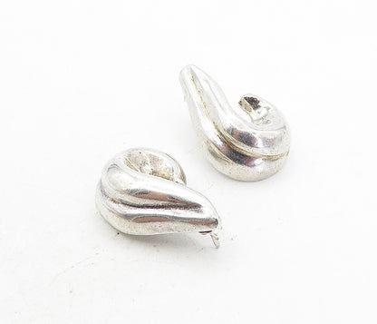 MEXICO 925 Sterling Silver  Vintage Shiny Domed Swirl Drop Earrings  EG4024