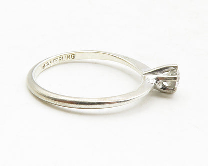 UNCAS 925 Sterling Silver  Vintage White Topaz Solitaire Ring Sz 8  RG12884
