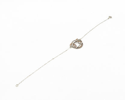 925 Sterling Silver  Vintage Two Tone Charmed Thin Chain Bracelet  BT7870