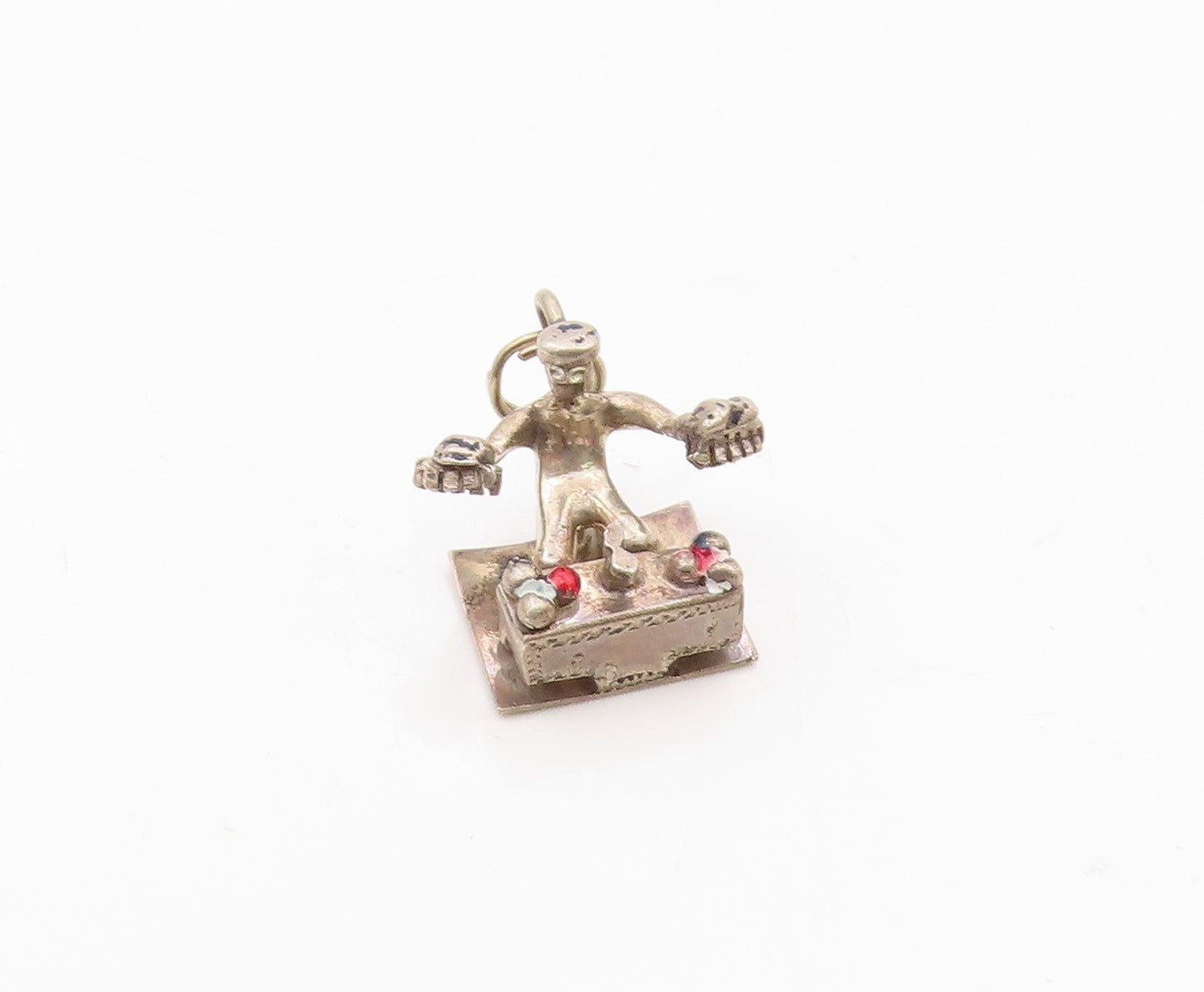 925 Sterling Silver  Vintage Person Sitting At Desk Pendant  PT18654