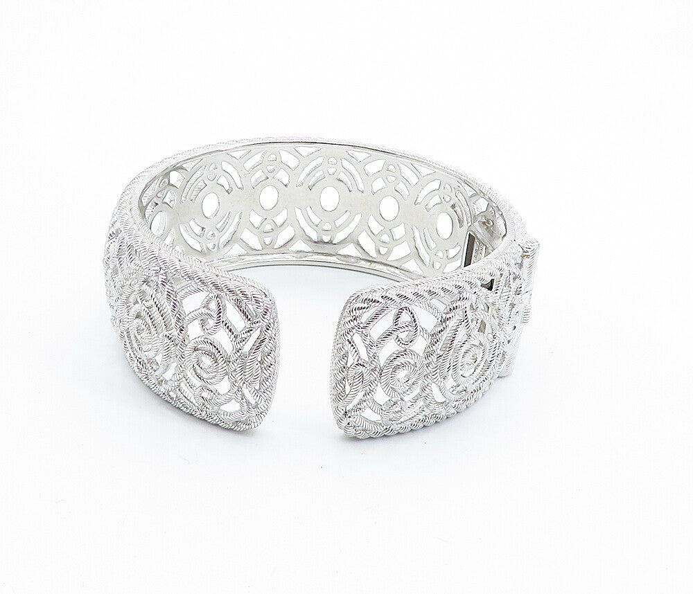 JUDITH RIPKA 925 Sterling Silver  Shiny Open Twist Design Cuff Bracelet BT2979
