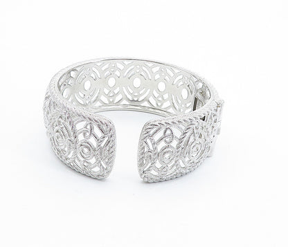 JUDITH RIPKA 925 Sterling Silver  Shiny Open Twist Design Cuff Bracelet BT2979