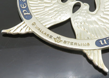 WALLACE 925 Sterling Silver  Vintage Peace On Earth Doves Pendant  PT19214