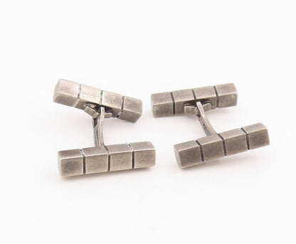 925 Sterling Silver Vintage Cufflinks DENMARK Modernist Geometric Blocks  TR4148