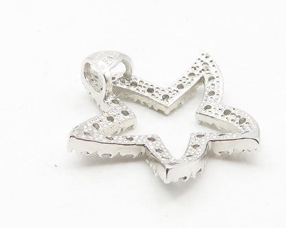 925 Sterling Silver  Shiny Topaz Starfish Motif Outline Drop Pendant  PT9461