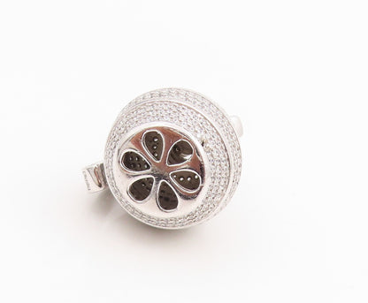 925 Sterling Silver Vintage Pendant Round CZ Cluster Grenade Bomb Charm  PT25634