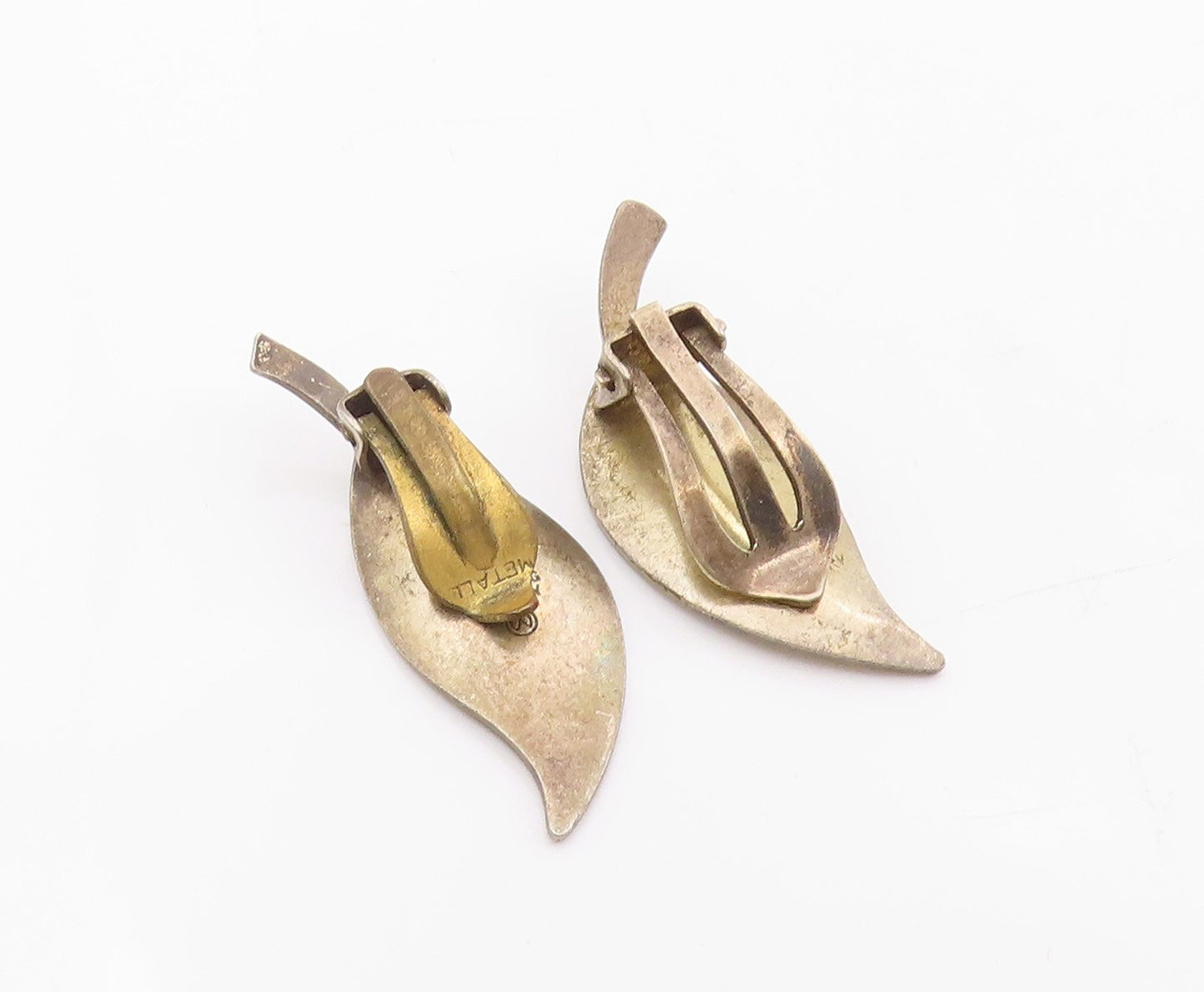 925 Sterling Silver Vintage Earrings DAVID ANDERSEN NORWAY Enamel Leaf  EG14277