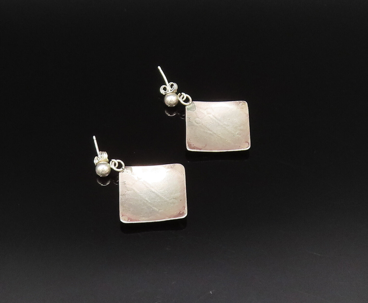 14K GOLD & 925 Silver  Vintage Two Tone Etched Butterfly Earrings  EG12051