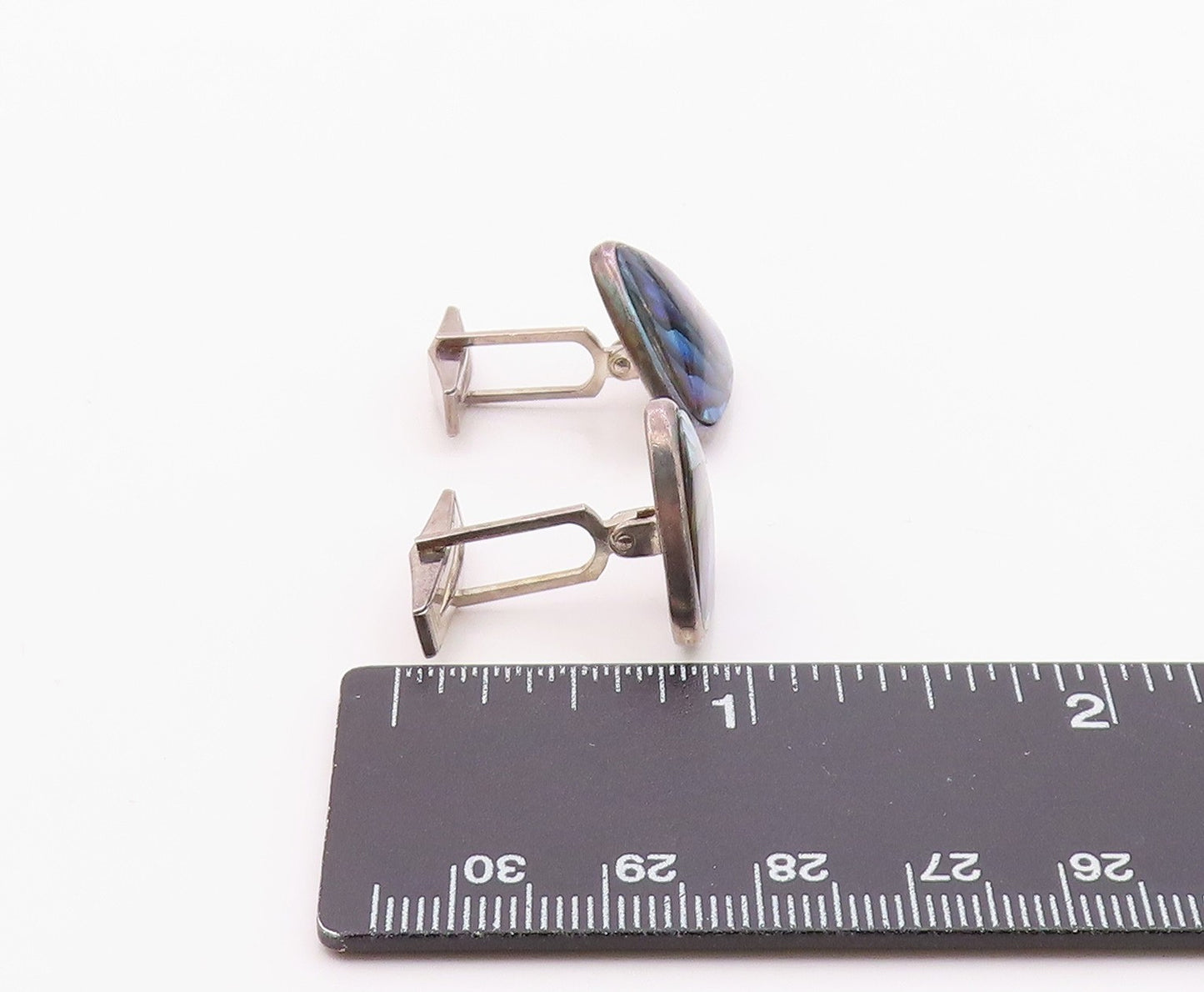 DESIGNER 925 Sterling Silver Vintage Triangular Abalone Cufflinks TR3282
