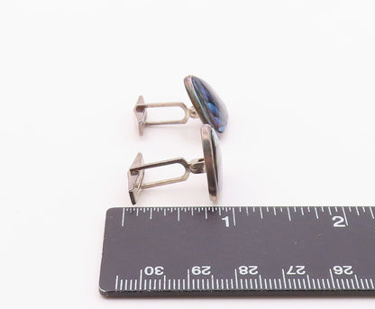 DESIGNER 925 Sterling Silver Vintage Triangular Abalone Cufflinks TR3282