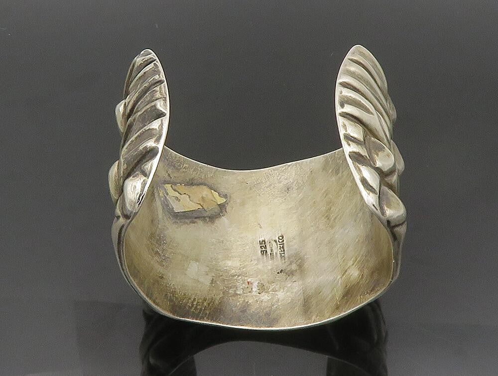 MEXICO 925 Sterling Silver  Vintage Modernist Wide Cuff Bracelet  BT9372