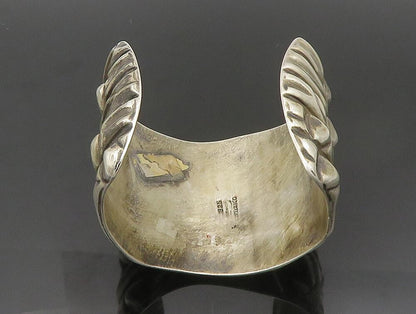 MEXICO 925 Sterling Silver  Vintage Modernist Wide Cuff Bracelet  BT9372