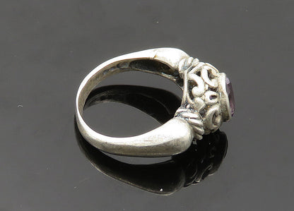 925 Sterling Silver  Vintage Faceted Amethyst Swirl Band Ring Sz 6.5  RG20046