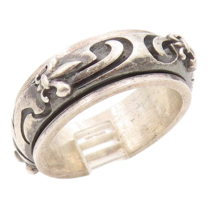 925 Sterling Silver Vintage Ring Floral Scrollwork Spinner Band  Sz 10  RG35902
