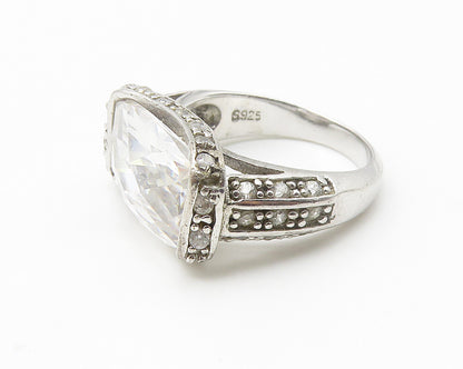925 Sterling Silver  Sparkling Cubic Zirconia Square Band Ring Sz 5  RG10286